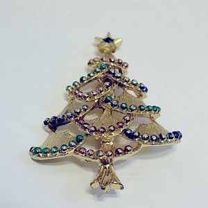Christmas tree brooch signed Gerry pin vintage art deco MCM